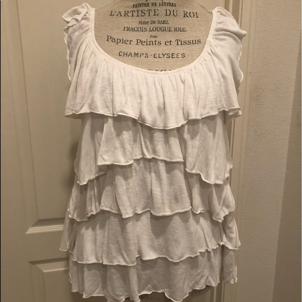 White Ruffle Tank